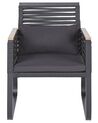 Conjunto de 2 sillas de jardín de metal negro/madera clara CANETTO_808289