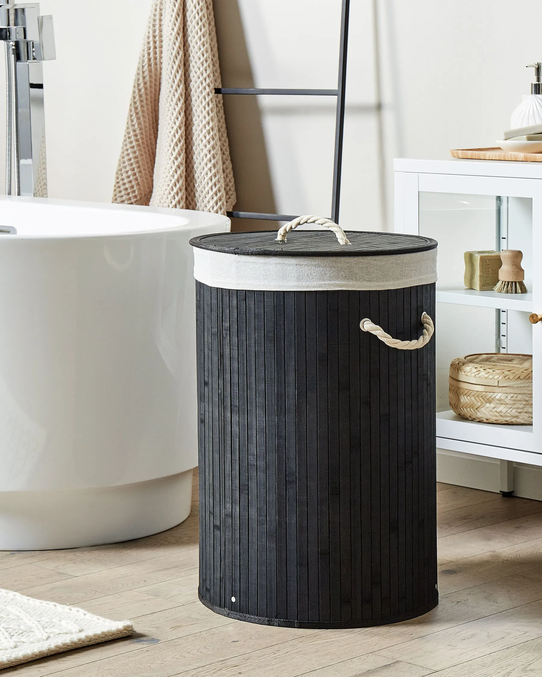 Cesto per la biancheria SANNAR Bambù Nero 75 L_849822