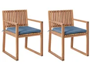 Set of 2 Garden Chairs with Cushions SASSARI PREMIUM Certified Acacia Wood Blue_1070920