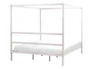 Four Poster Bed Metal LESTARDS 180 x 200 cm (EU Super King) Light Beige_1165334