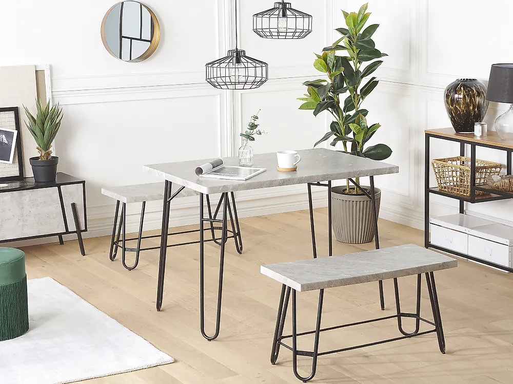 Dining Set KEMPTON Light Grey 4 Seater_1177937