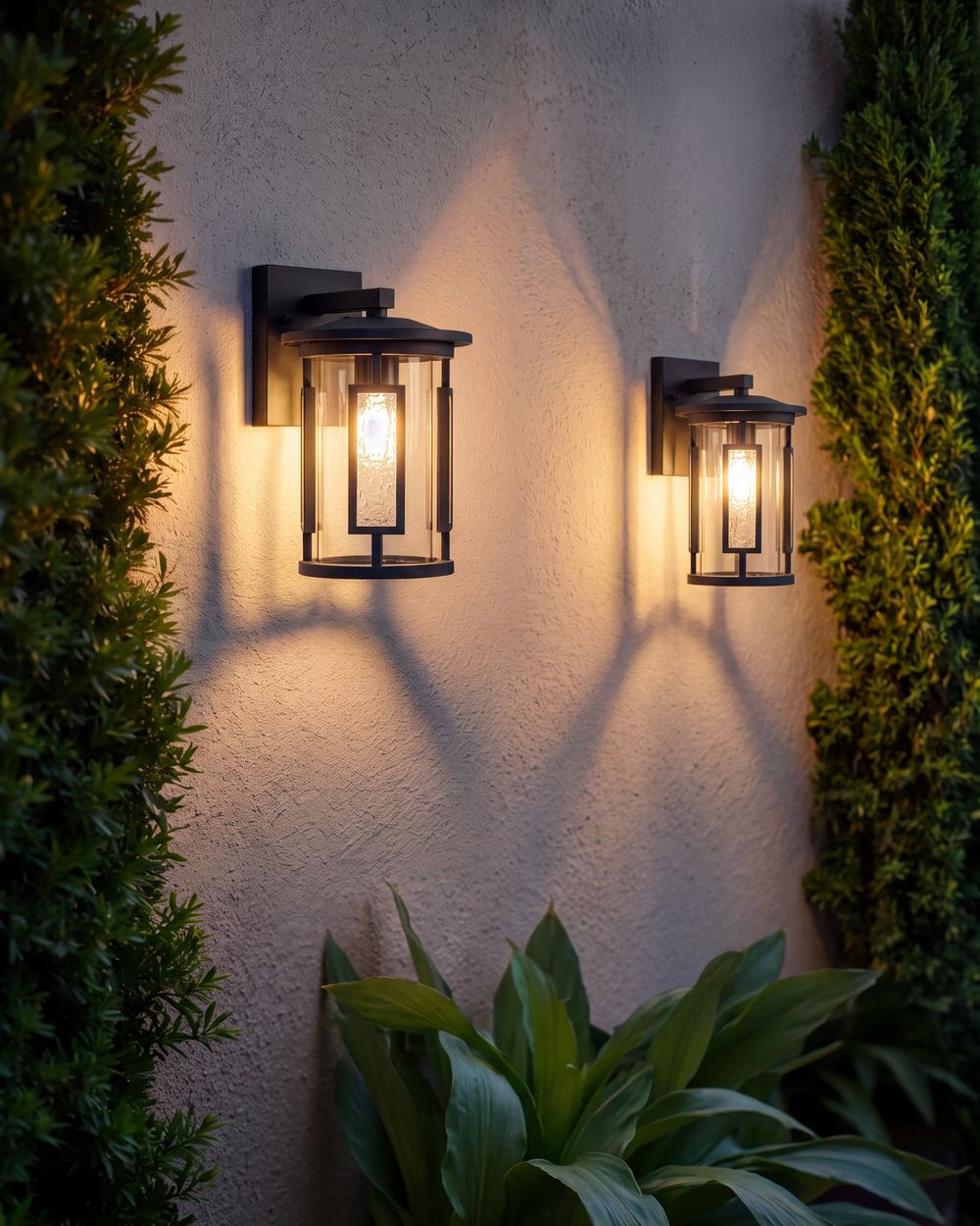 Set of 2 Outdoor Wall Lights VEDEA Black