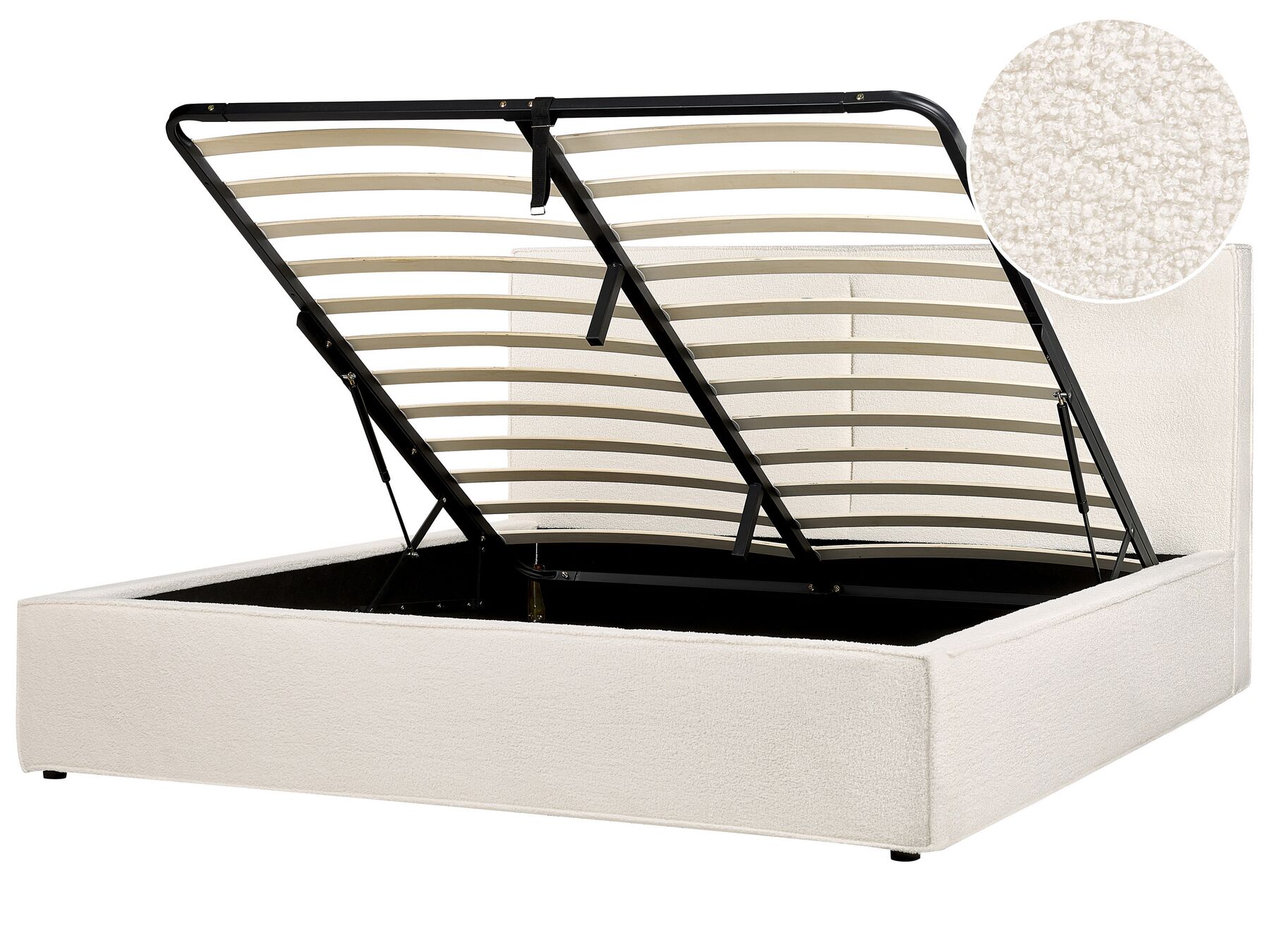 Boucle EU Super King Size Ottoman Bed Off-White MOISSAC_928870