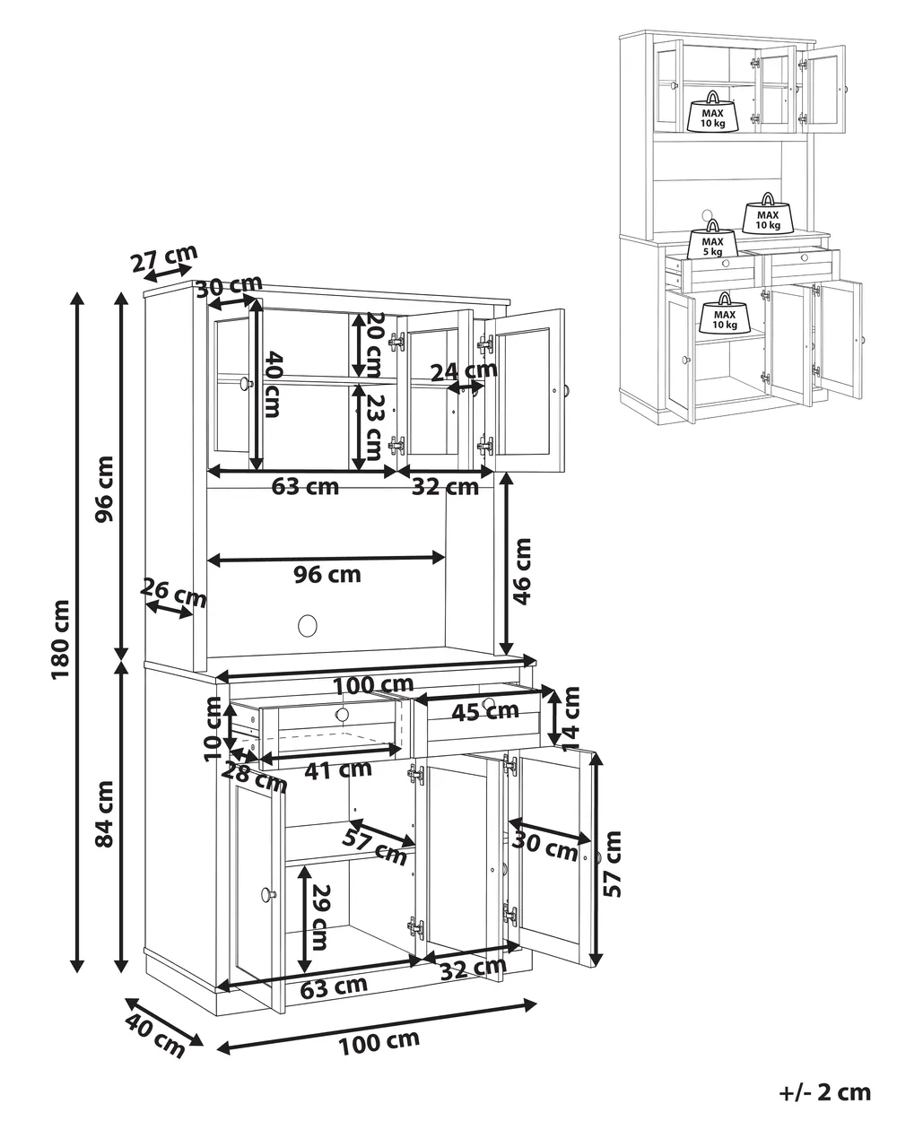 Kredens PIMBA 100 cm Biały_1099967