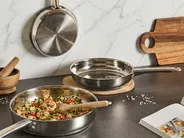 Set of 3 Frying Pans PRIMECOOK Stainless Steel Silver_1043139