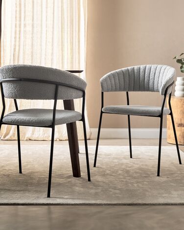 Set of 2 Boucle Dining Chairs Grey MARIPOSA