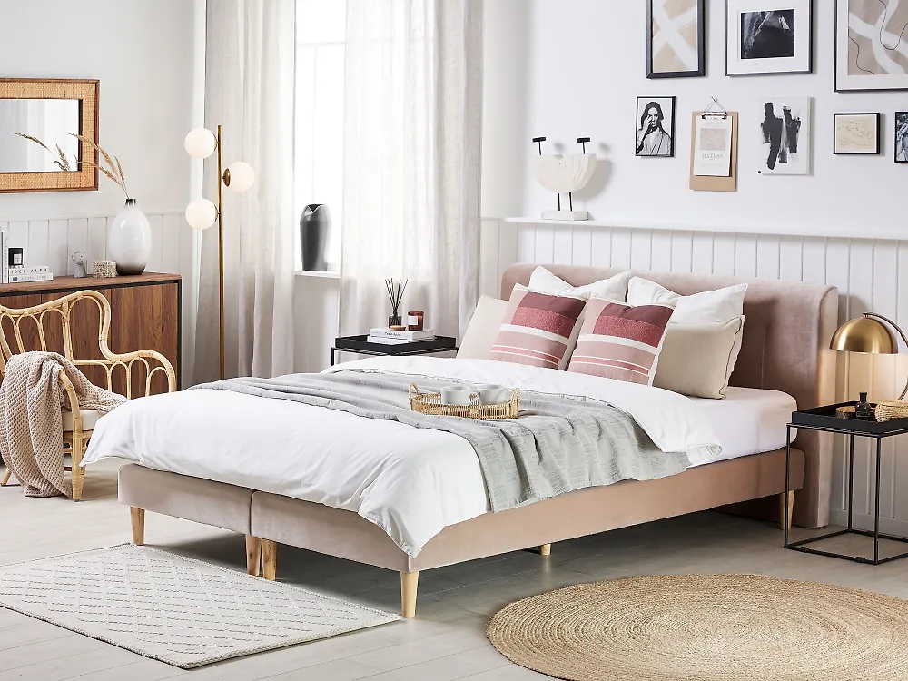 Boxspringbett Samtstoff MARQUISE 180 x 200 cm Beige_1178092