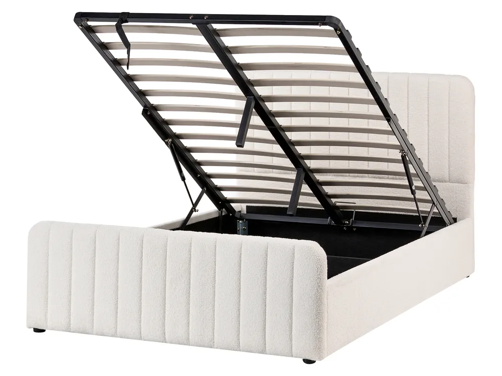 Ottoman Bed LUNAN Boucle White 120 x 200 cm (EU Small Double)_1048273