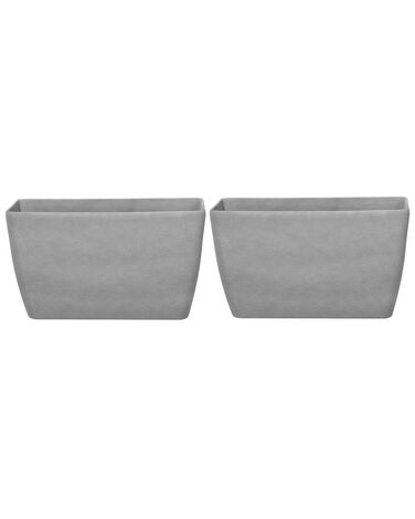 Set di 2 vasi polvere di pietra grigio chiaro 74 x 32 cm BARIS