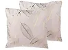 Set of 2 Decorative Cushions FREESIA 45 x 45 cm Velvet Pink Plant Pattern