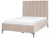 Zamatová posteľ s úložným priestorom 140 x 200 cm sivobéžová SEZANNE_892495