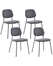 Set of 4 Dining Chairs RILEY Fabric Grey_1042198