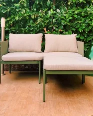 Garden Lounge Set with Table 2 Seater TERRACINA Metal Olive Green_951096