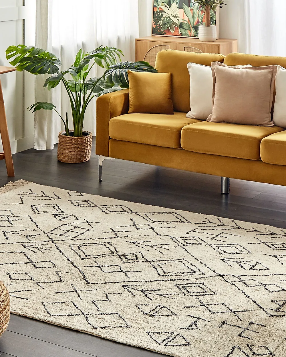 Tappeto SOMEK Beige 160 x 230 cm Cotone_1179190