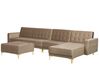 Left Hand Modular Velvet Sofa with Ottoman Sand Beige ABERDEEN_751056
