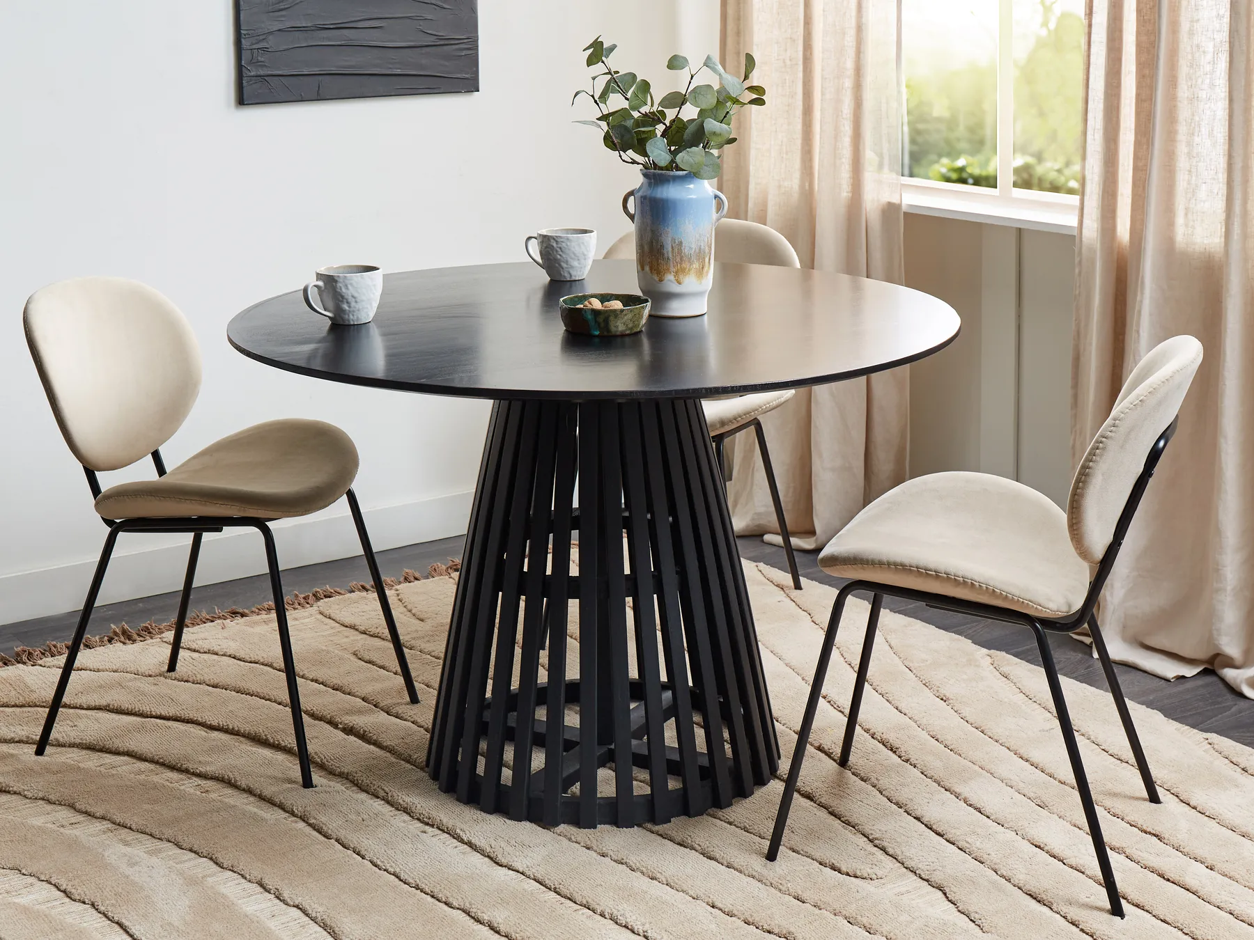 Dining Table MESILLA Black 120 cm 120 cm Acacia Wood_906720