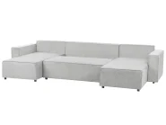Divano letto a U 4 posti VATNE con contenitore Tessuto Grigio_950574