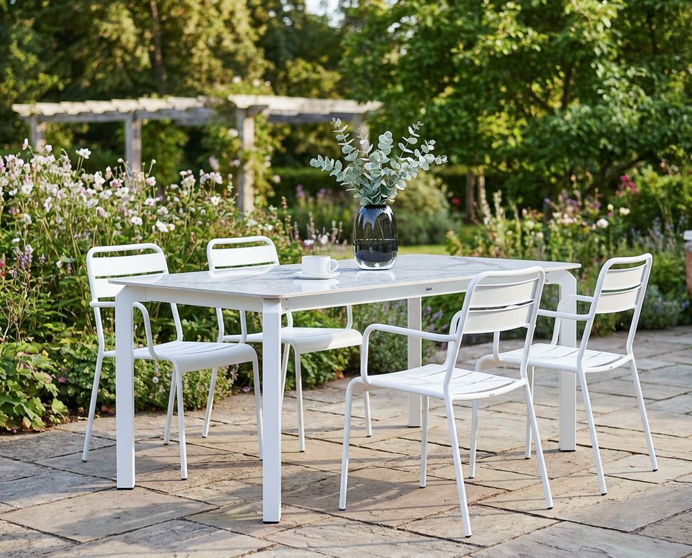 Havebord FELETTO 180 cm 90 cm Sten Hvid marmor
