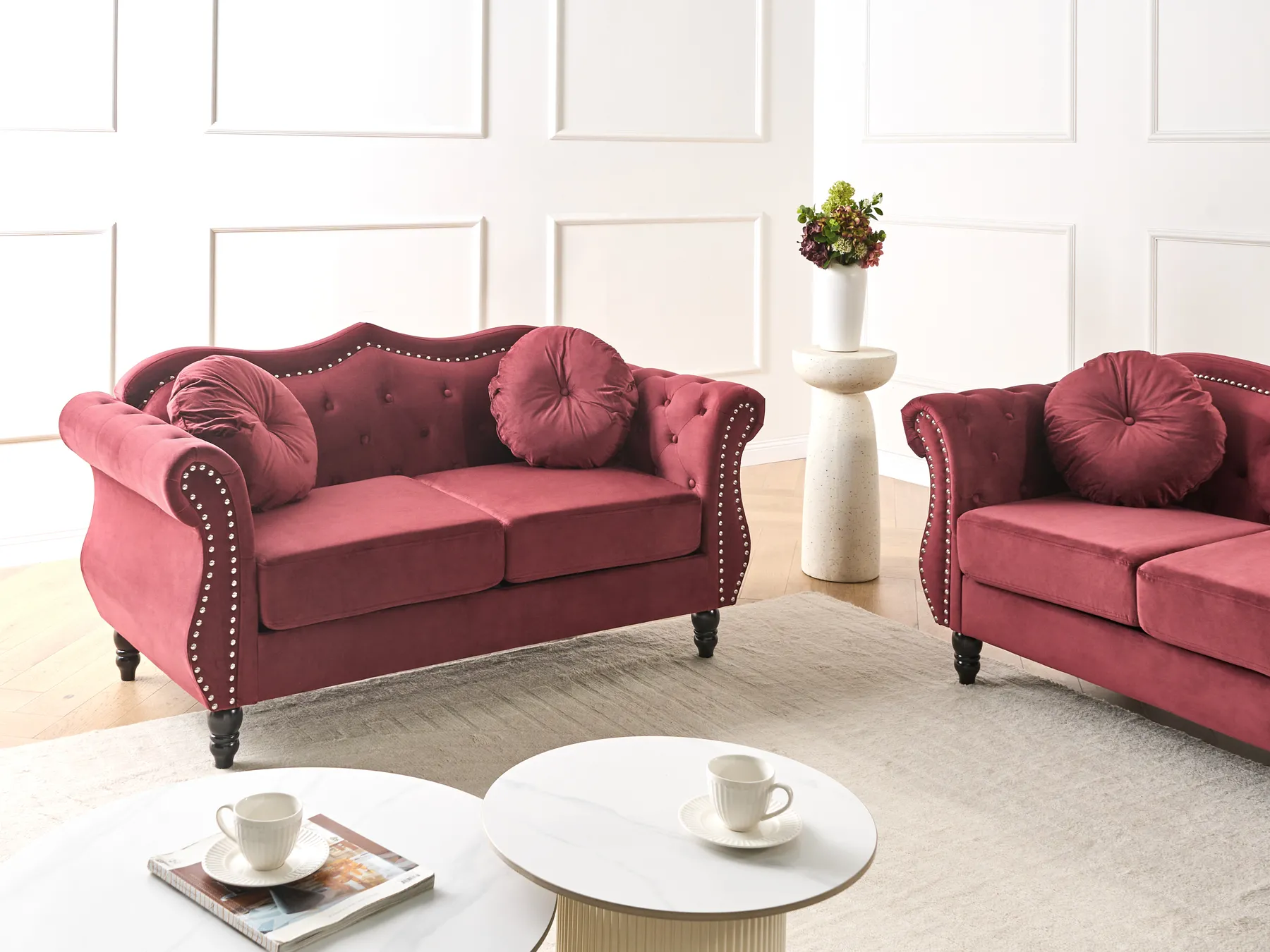 Sofa 2 Seater SKIEN Velvet Dark Red_743249