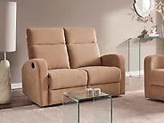 Canapé relax électrique 2 places VERDAL Velours Marron clair_1175460