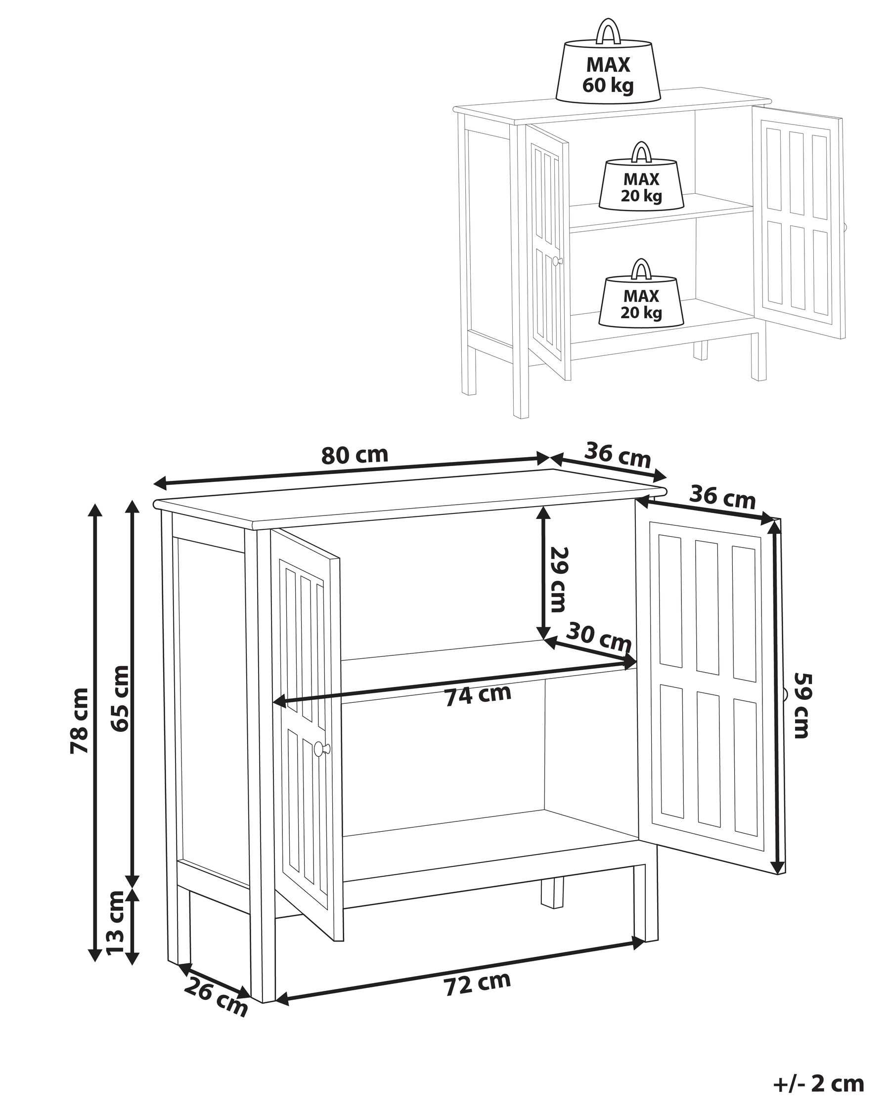 2 Door Sideboard with Glass Display White MIRAM_968149