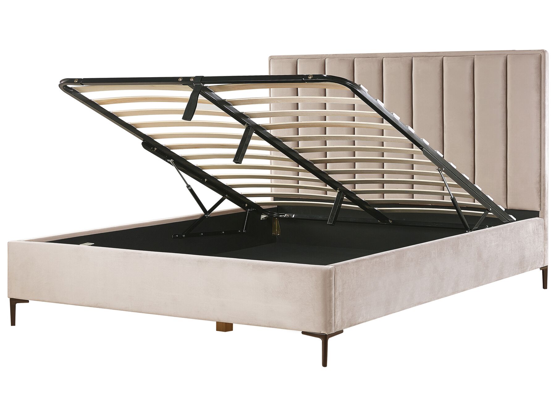 Zamatová posteľ s úložným priestorom 180 x 200 cm sivobéžová SEZANNE_916886