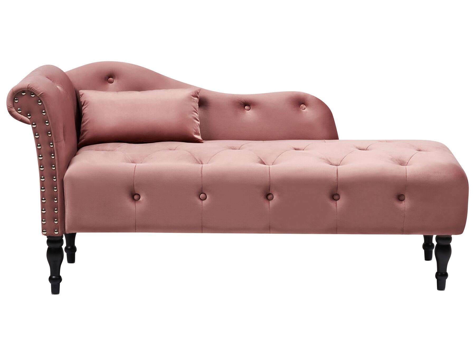 Chaise longue côté gauche en velours rose IVRY_929195