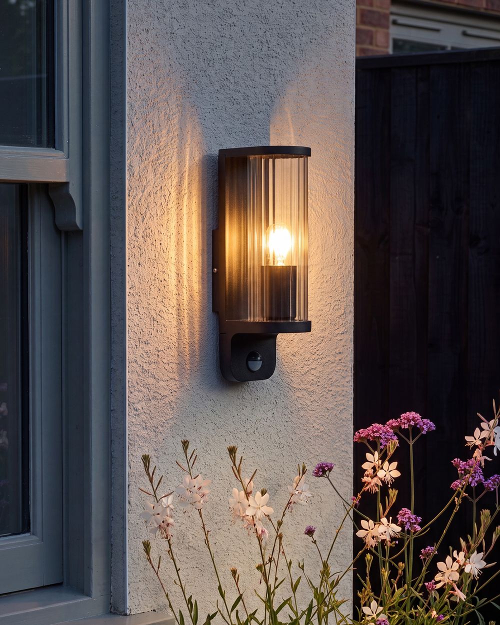 Lampe murale pour l'extérieur MOSSAT Avec détecteur de mouvement Noir