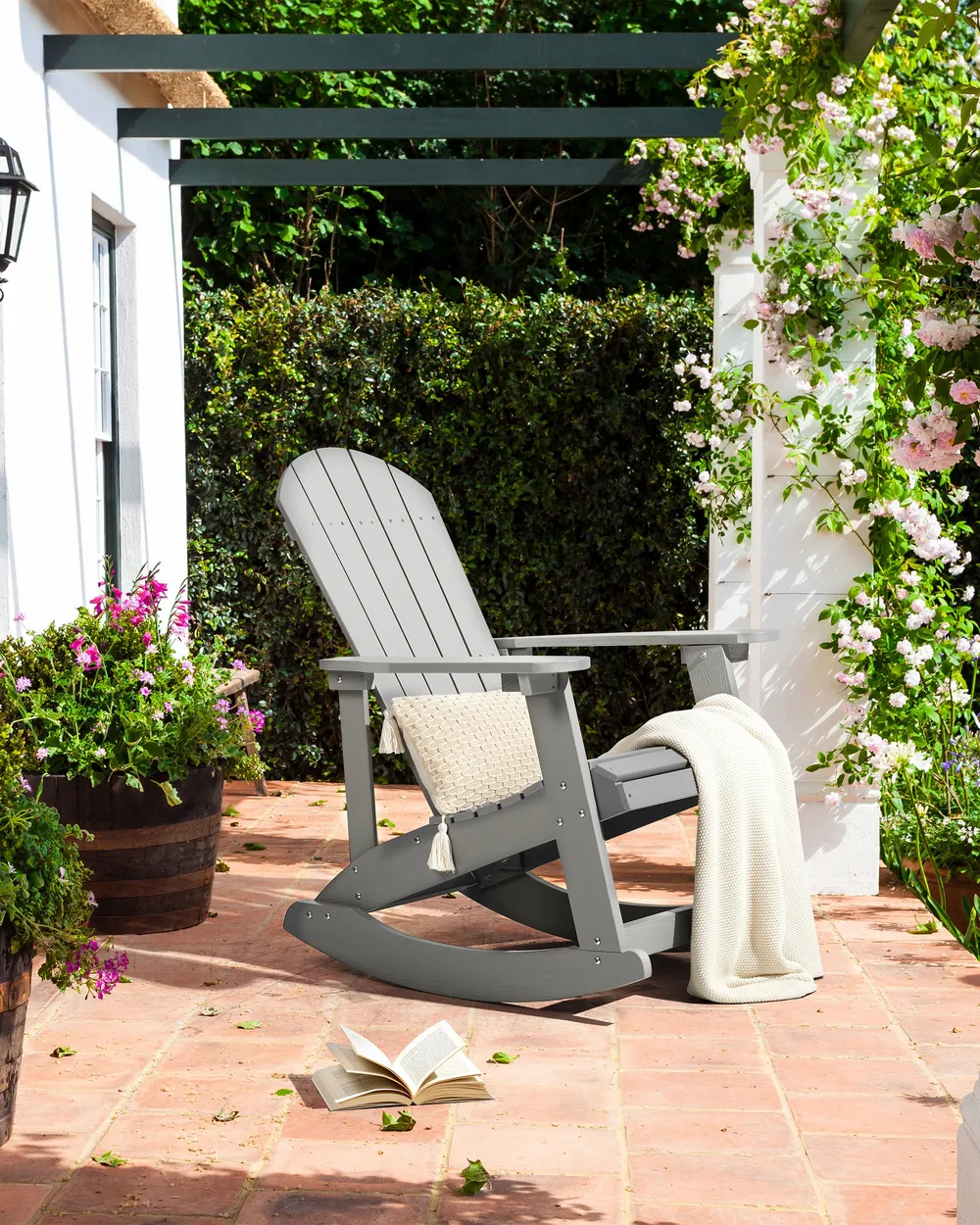 Fotel bujany ogrodowy ADIRONDACK Jasnoszary