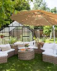 Parasol ogrodowy na wysięgniku 300 cm SAVONA Ciemnobeżowy_1020349