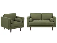 Living Room Set 3 Seater NURMO Fabric Dark Green_896036