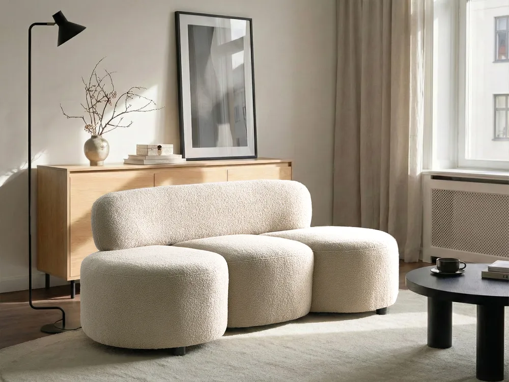 Sofa dla 3 osób BLAVAND Boucle Beżowy
