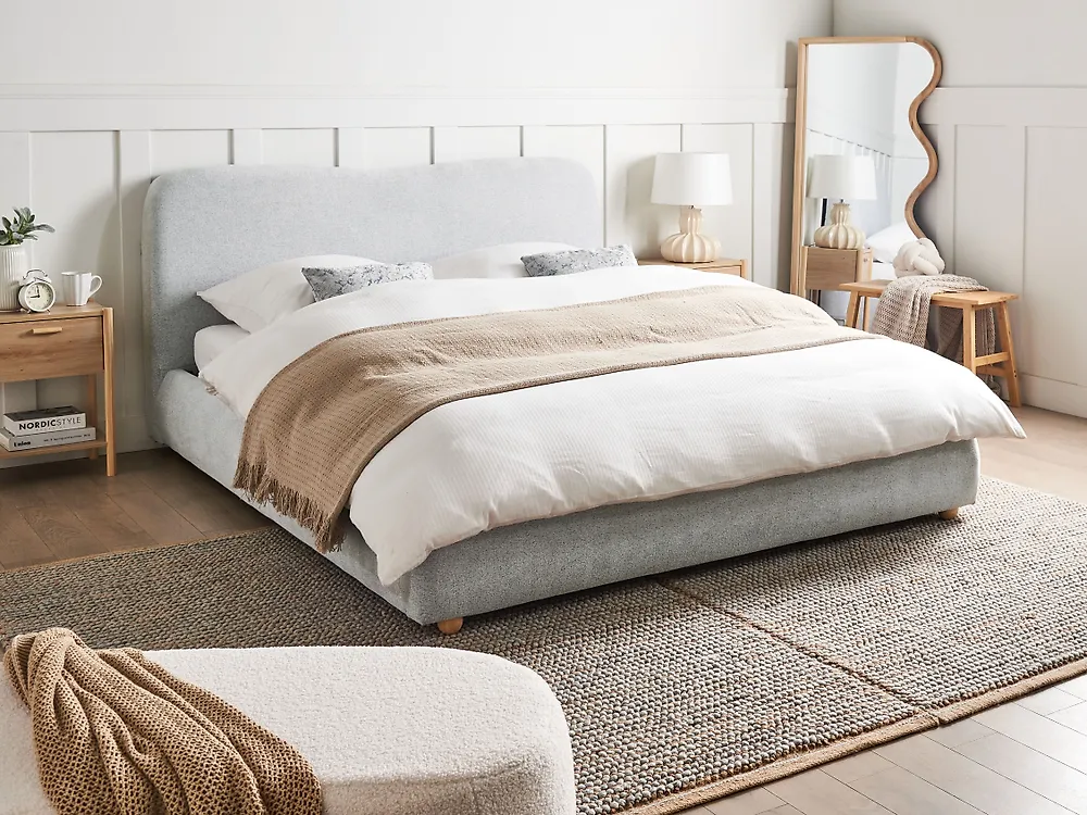 Ottoman Bed BLAGNAC Fabric Light Grey 160 x 200 cm (EU King Size)_1179035