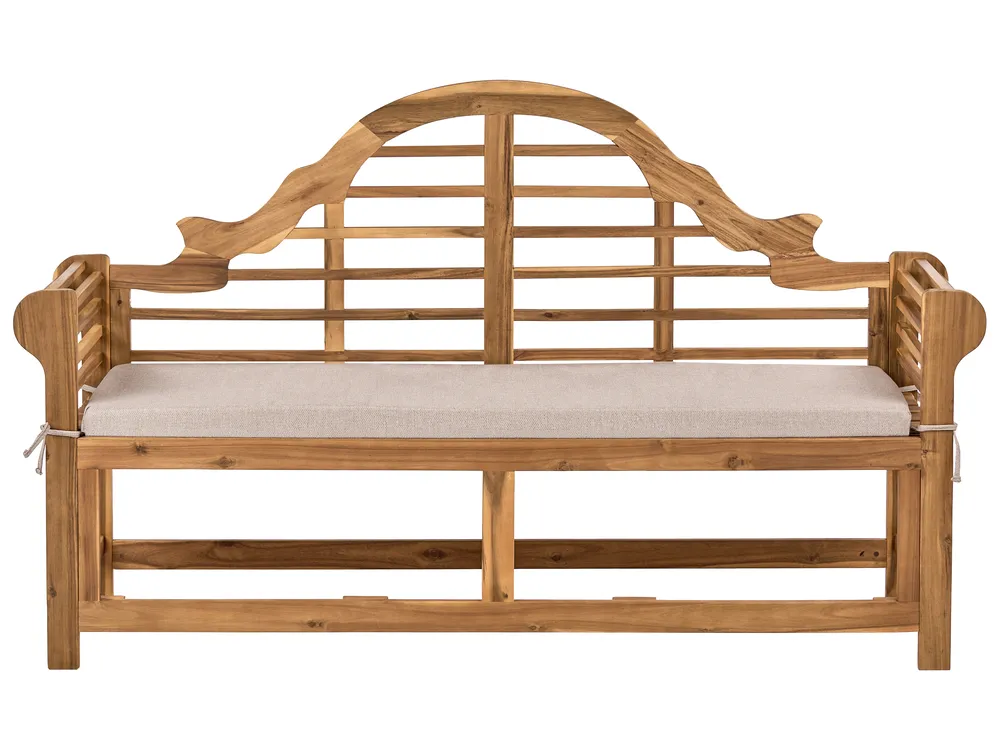 Garden Bench with Cushion MARLBORO 180 cm Acacia Wood Beige