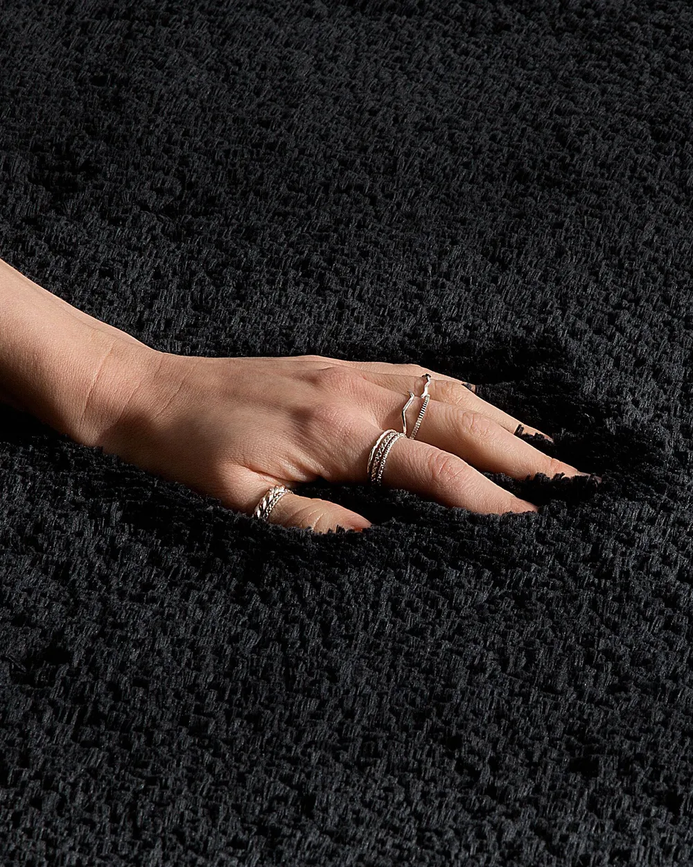 Shaggy Rug EVREN Black 160 x 230 cm_758539