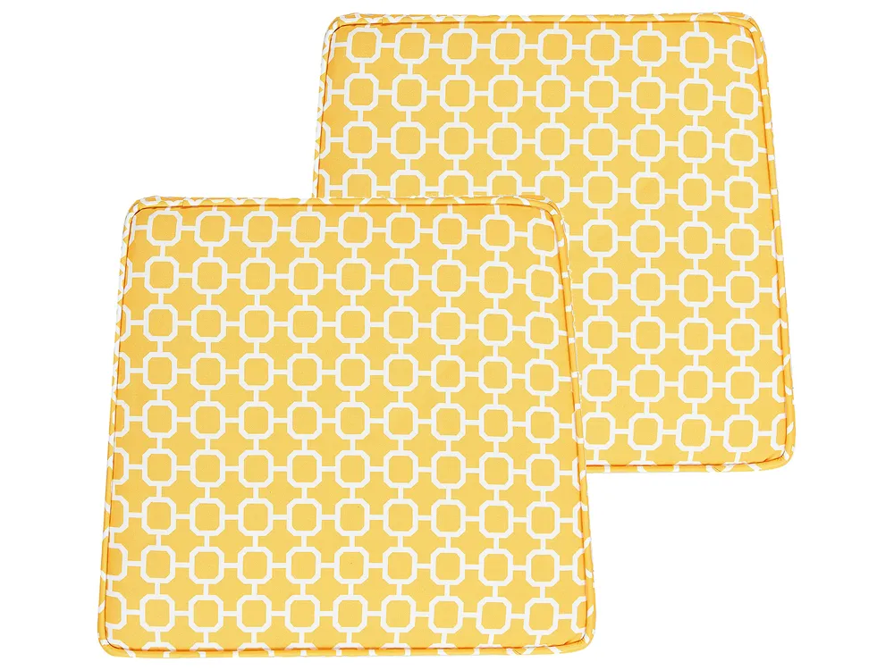 Set of 2 Garden Chair Cushions TERNI 37 x 34 cm Yellow