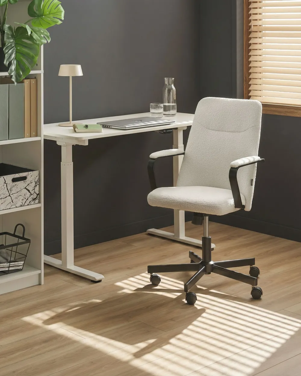 Office Chair CAROGA Boucle White_1066478