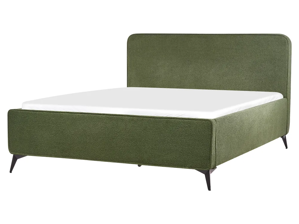 Bed Boucle VALOGNES 160 x 200 cm (EU King Size) Dark Green_930548