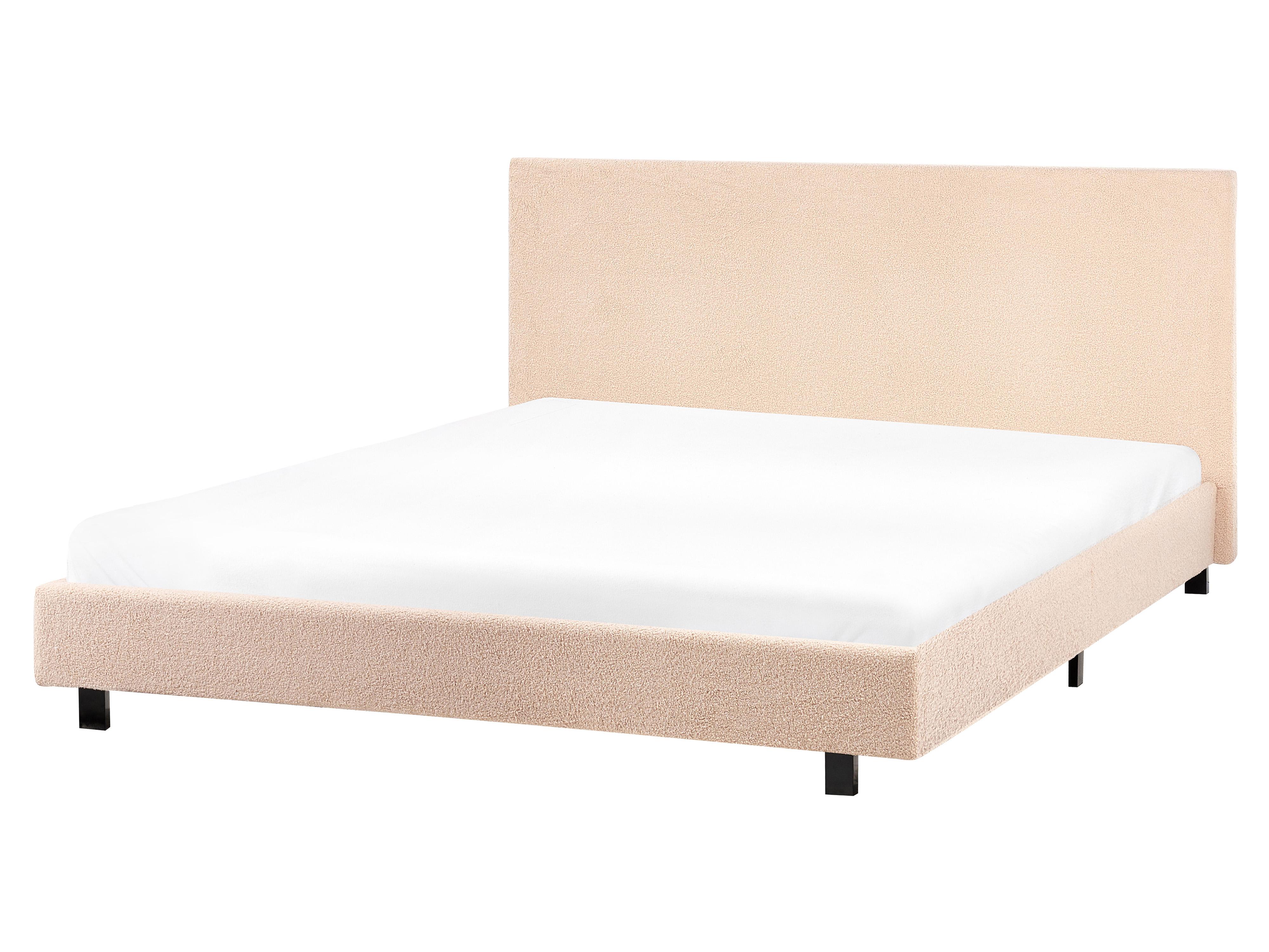 Bed Boucle ALBI 160 x 200 cm (EU King Size) Beige_964357
