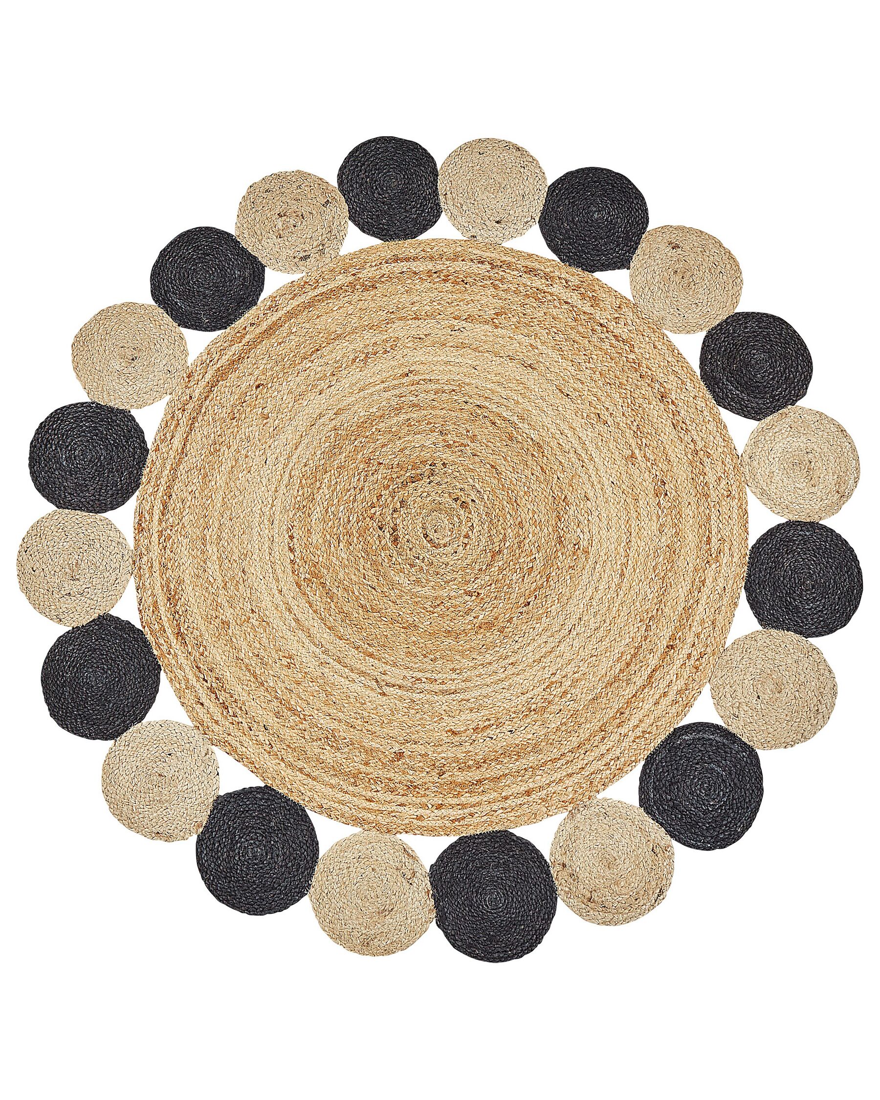 Tapis rond en jute ø 140 cm naturel et noir VOSTAN_870183