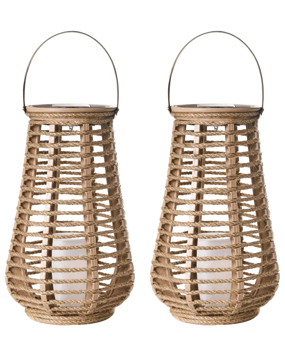 Zestaw 2 lampionów solarnych GWAYI 34 cm Naturalny