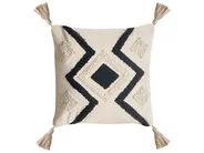 Zestaw 2 poduszek dekoracyjnych SARACA 45 x 45 cm Bawełna Czarny/ beżowy Wzór geometryczny_1041370