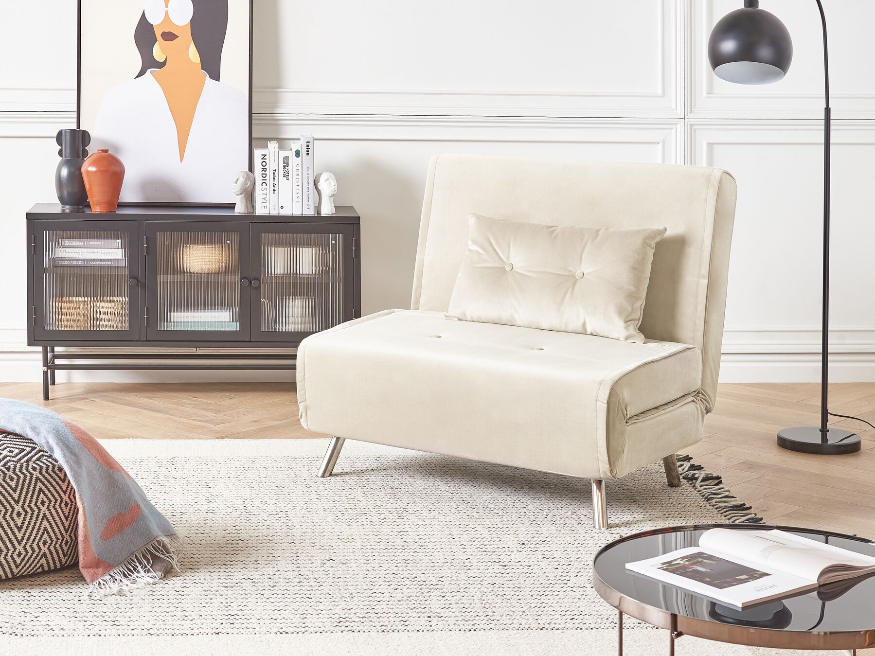 Vloerkleed wol beige/zwart 200 x 230 cm DIVARLI Beliani.nl