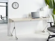Foldable Office Desk BENDI 180 cm 60 cm with Wheels Light Brown_922356