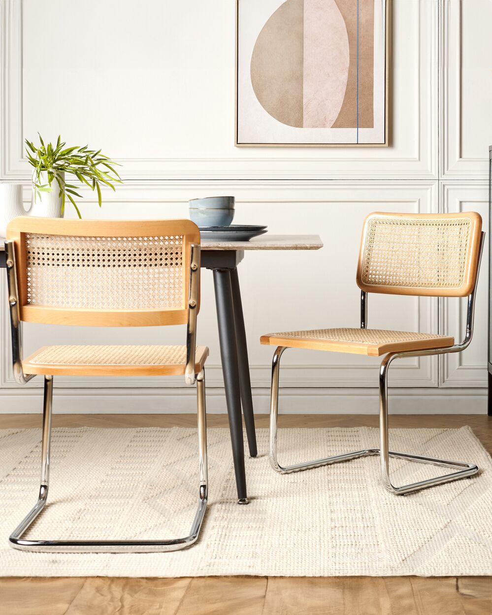 Set of 2 Rattan Dining Chairs Natural and Light Wood CORDOVA Beliani