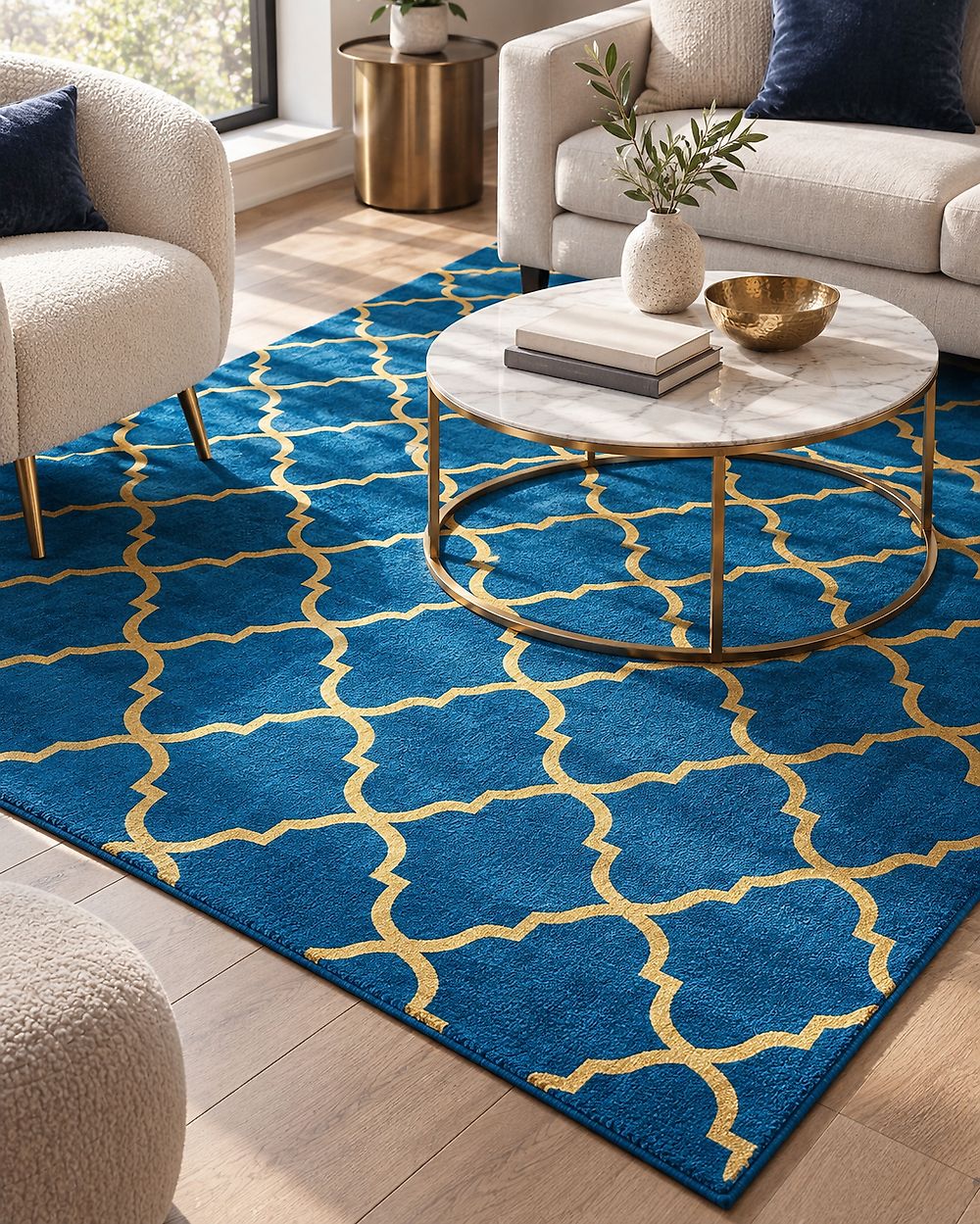 Rug YELKI Blue 140 x 200 cm Viscose