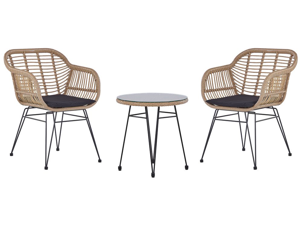 Set bistrot con cuscini TROPEA II Rattan sintetico (PE) Naturale