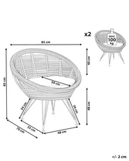 Zestaw 2 krzeseł ogrodowych z poduszkami MARATEA Rattan Naturalny_878375
