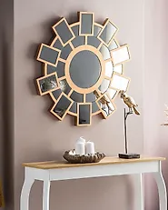 Wall Mirror ROZEL 80 cm 80 cm Golden Brown_1177385