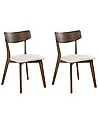 Set of 2 Dining Chairs HOLLY Wood Dark Brown/ Off-White